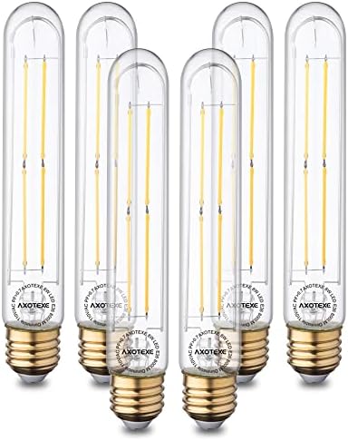AXOTEXE E26 Edison Bulb 60 Watt Dimmable T10 LED Bulbs, Tubular Vintage Light Bulbs, 4000K Neutral Daylight White, 8W 800LM Antique Tube LED Filament Bulbs, UL Listed 6-Pack