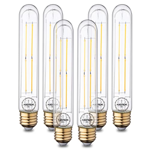 Axotexe E26 Edison Bulb 60 Watt Dimmable T10 Led Bulbs, Tubular Vintage Light Bulbs, 4000K Neutral Daylight White, 8W 800Lm Antique Tube Led Filament Bulbs, Ul Listed 6-Pack #TOP2