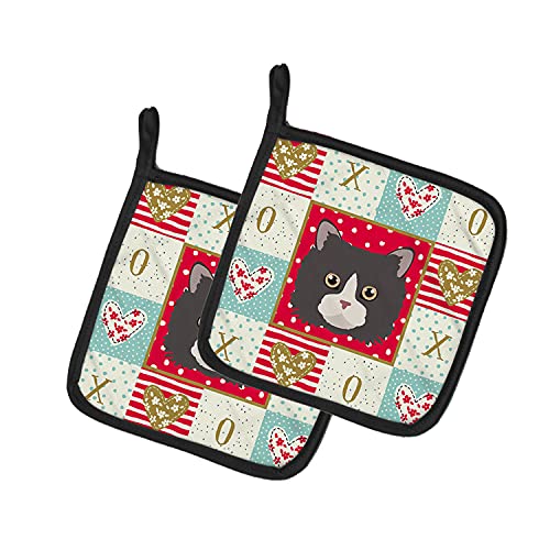 Caroline's Treasures CK5150PTHD Poodle Cat Love Pair Of Pot Holders Topflappen, Textil, Mehrfarbig, 7.5HX7.5W-image
