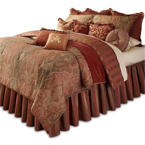 Michael Amini 13 Piece Woodside Park Comforter Set, King, Green/Gold/Red