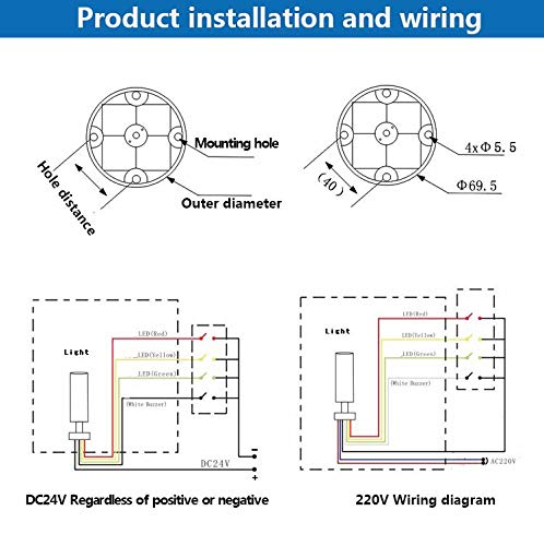 Miniatura 7 de Lámpara de advertencia LED de aluminio Led 3 Luz indicadora de color 3W 24V Máquina de taller Señal Zumbador Pila Torre Luz Alarma (24V)