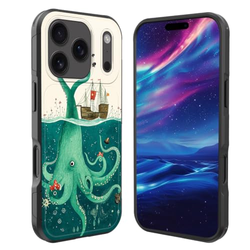 GFEWYTJYJ Magnetic for iPhone 18 Pro Case,[Compatible with MagSafe][Military Grade Shockproof] Heavy Duty Tough Rugged Cover for iPhone 18 Pro 6.3 inch 2026,Sea Octopus