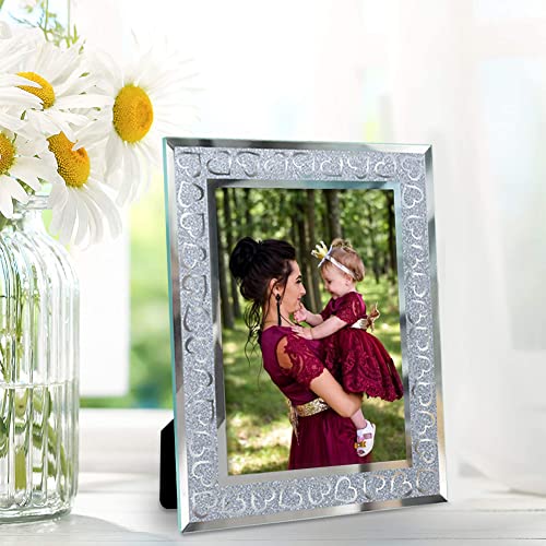 Yaseha 2 Pack 5X7 Glass Picture Frames With Sweet Heart Pattern, Set Of 2 Frames 5X7 Fit 5 By 7 Photos For Home Decor, Best Gift Idea For Wedding Or Holiday Gifts #TOP6