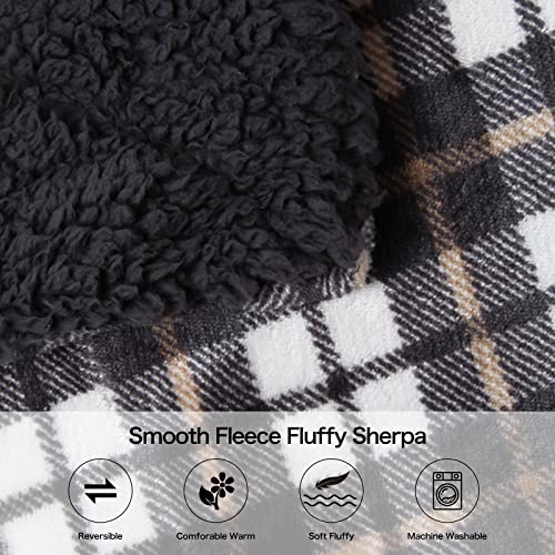 Renerhome Sherpa Soft Throw & Blanket For Couch Queen Size, 440Gsm, 90X90, Thick Warm Fuzzy Cozy Throws Blankets For Bed, Sofa And Travel, Reversible Plush Fleece Blankets(90"X90", Brown Plaid) #TOP5