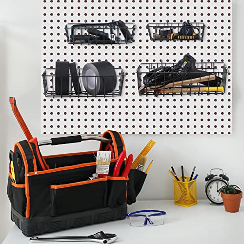 4 Pack Pegboard Baskets, 4 Sizes Black Metal Wire Pegboard Baskets Bins Set, Pegboard Accessories Wall Mount Organizer Attachments For Organizing Various Tools For Storage Home Office Garage #TOP6