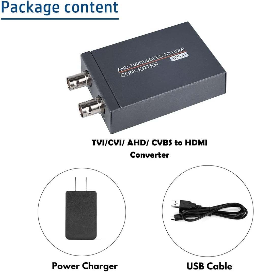 Groza TVI/CVI/AHD to HDMI Converter, Full HD 4K 720P/ 1080P/ 3MP/ 4MP/ 5MP/ 8MP BNC to HDMI Video Adapter, Convert TVI CVI AHD CVBS BNC Video Signal to HDMI for Monitor HDTV DVRs