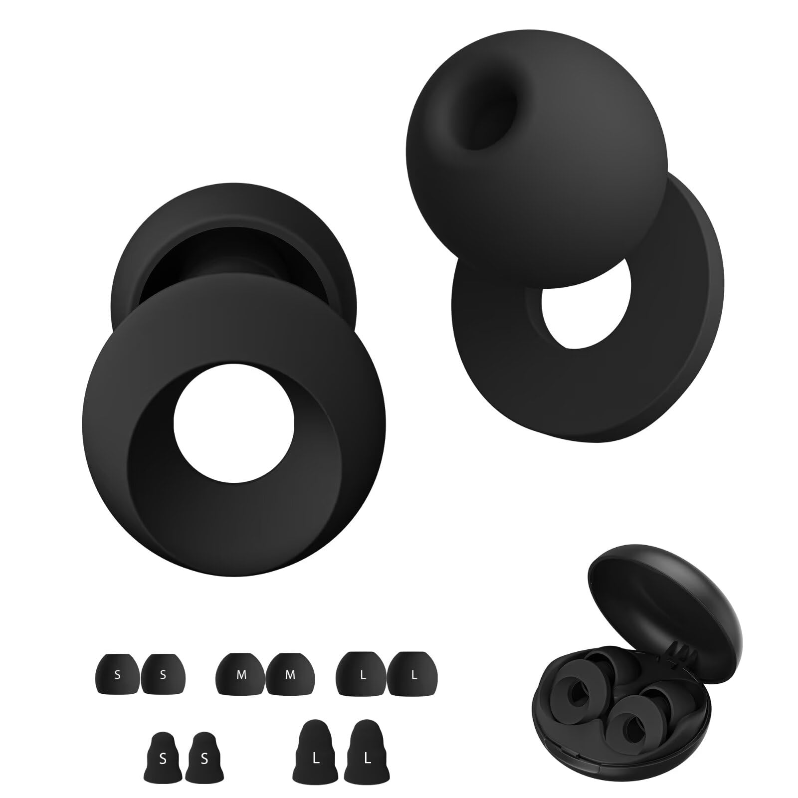 Ear Plugs for Sleeping Noise Reduction, Earplugs for Noise Cancelling with 5 Pair Ear Tips in S/M/L,30-35dB High Fidelity Hearing Protection Ear Plugs for Sleep,Snoring,Focus,Noise Sensitivity