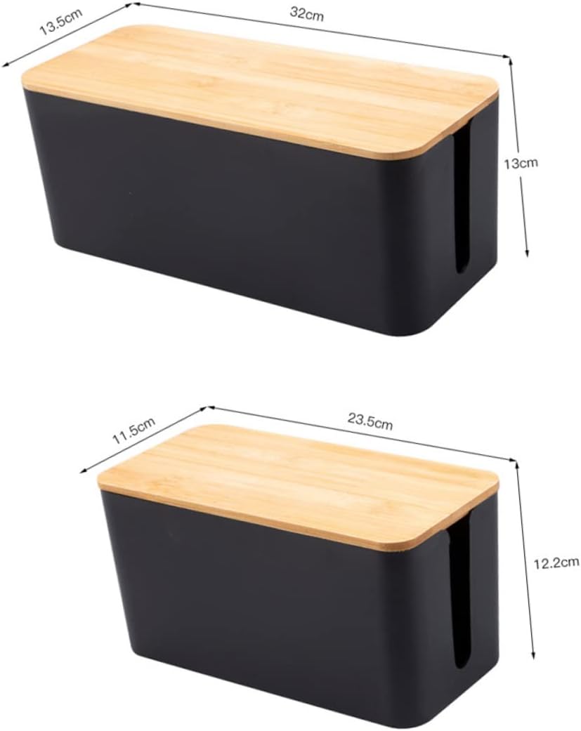 2pcs Texture Socket Storage Box Wire Organizer for Electric Protector Cases for Desk and Living Small and Medium Black