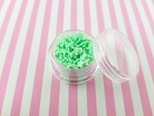 Miniatura 1 de Star Sprinkle Mix Polymer Clay Fake Sprinkles CHK Decoden Funfett Jimmies Spring Green S58 Container