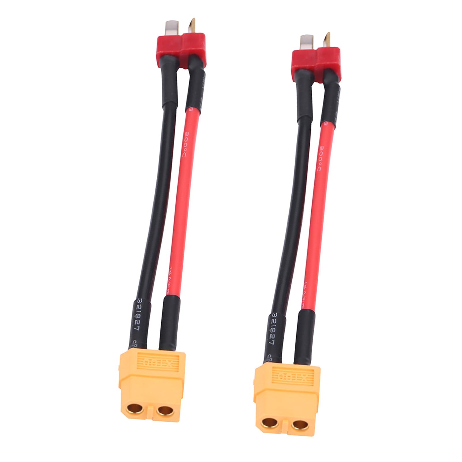 2 szt. Kable z Adapterem Wtyczki XT60 na T, Złącza Męskie na żeńskie, Kabel o Dużej Wytrzymałości 14 AWG, Odpowiedni do Większości Konfiguracji ładowania, długość 10 (Wtyk T