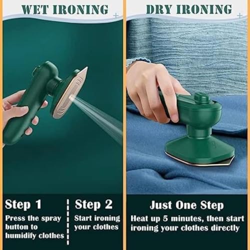 Image of Portable Handheld Steam Iron Machine, Mini Garment Steamer for Clothes, Wet & Dry Fabric Press, Wrinkle Remover Iron for Home & Travel Use