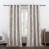 VOGOL Blackout Curtains for Living Room 84 Inch Long - Magnolia Printed Grommet Thermal Insulated Room Darkening Curtains for Bedroom, 52x84, Set of 2 Panels