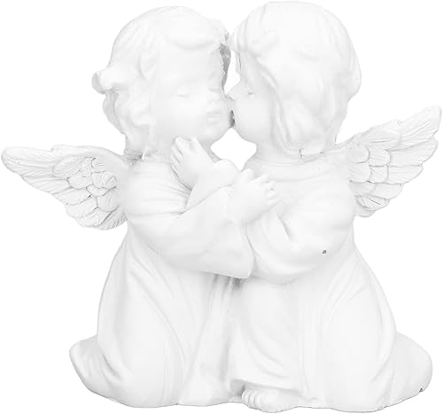 Figuras de estatua de ángel besando, mini estatuas de querubines de resina, figuras de escritorio de ángel pequeño, decoraciones, adorable escultura