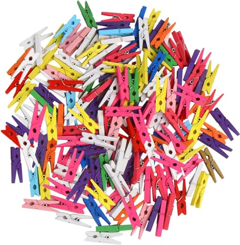 SULOLI 100pcs Pinces à Linge Colorés,Légères Ecologiques, 3cm Mini Pince a Linge Bois pour Décorer la Maison et les Photos