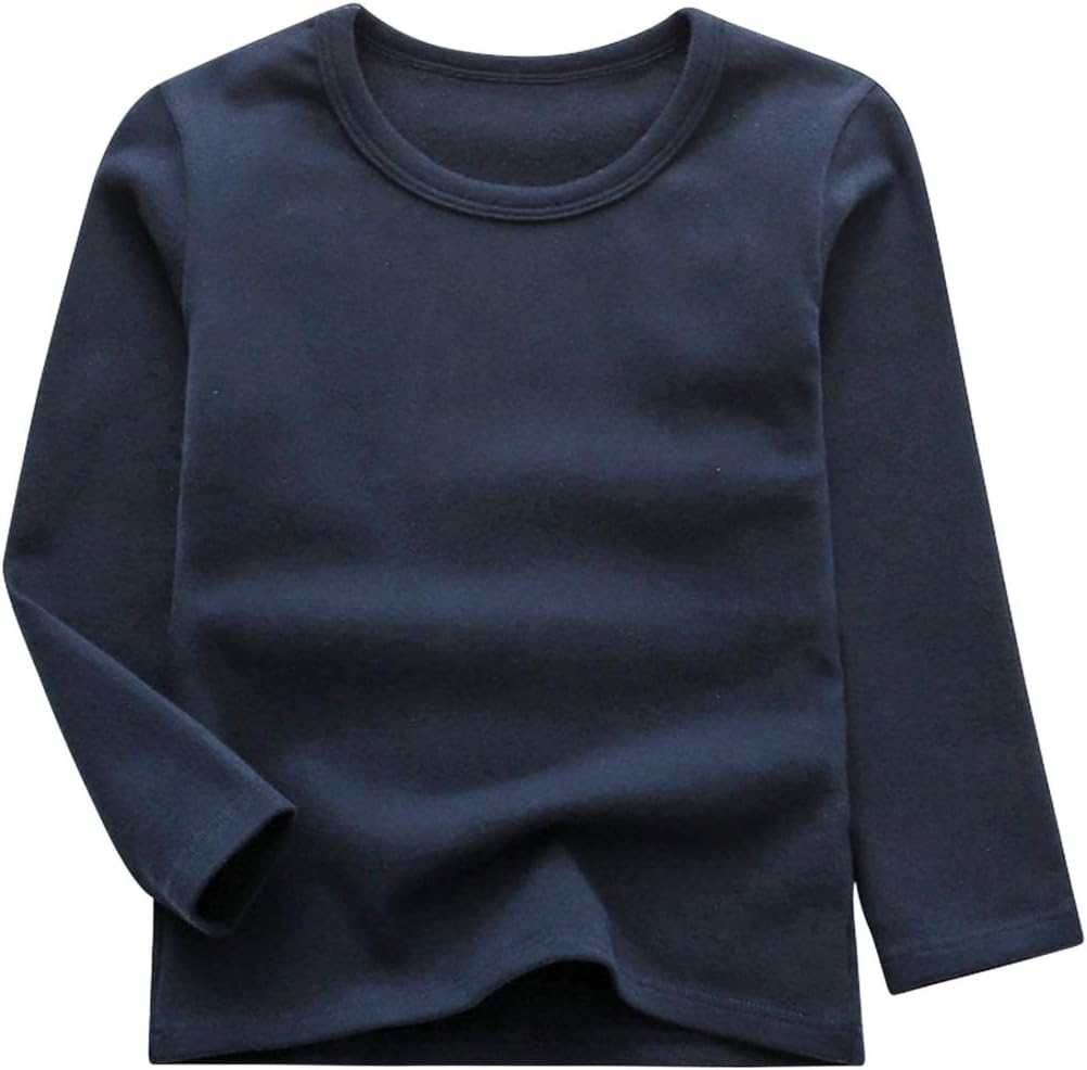 GLEAMING GRAIN Toddler Boys Girls Long Sleeve T-Shirts Unisex Kids Cotton Basic Round Neck Top Tee 2-8T