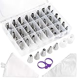 EINZIGARTIGE FORM - Edelstahltülle haben unterschiedliche Formen wie Sterne, Rosen, Blütenknospen, Blumen, Blätter, Ösen usw. So können Sie mit diesen einzigartigen Düsen eine Vielzahl von Mustern auf Kuchen, Muffins und Fondants herstellen.