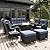LayinSun 10 Pieces Outdoor Patio Furniture Set with Fire Pit Table, Rattan Wicker Sectional Swivel Rocker Chairs Sets with Ottomans, Swivel Glider Chairs, Single Chairs and Coffee Table
