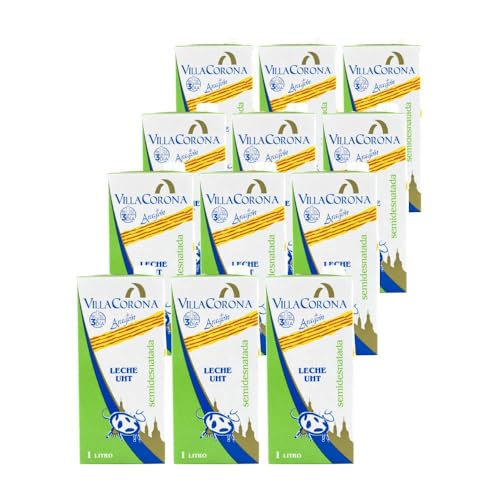 Leche semidesnatada Villacorona 1 litro pack de 12 bricks