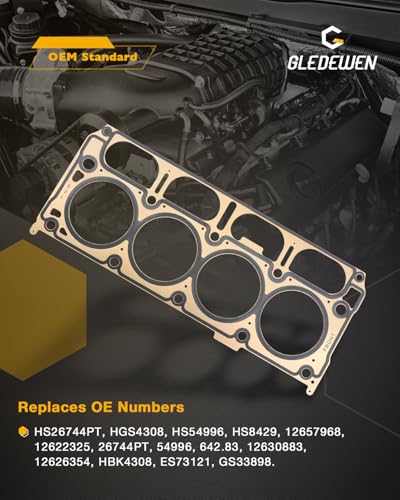 Image of Head Gasket Set 5.3 L, Fit for 14-19 Chevy Silverado 1500 Suburban Tahoe | Fit for GMC Sierra 1500 Yukon XL, 5.3L V8 5328cc Engine, Replace# HS26744PT, HGS4308, HS54996, w / Cylinder Head Bolt Kit