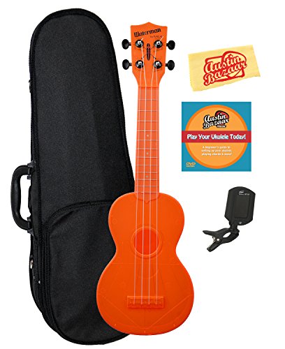 Kala Ka-sw Waterman ukulélés Bundle w/ Hard Case orange fluo - Les Beatles, Paul McCartney, John Lennon, RIngo Starr, George Harrison Kala Ka-sw Waterman ukulélés Bundle w/ Hard Case orange fluo