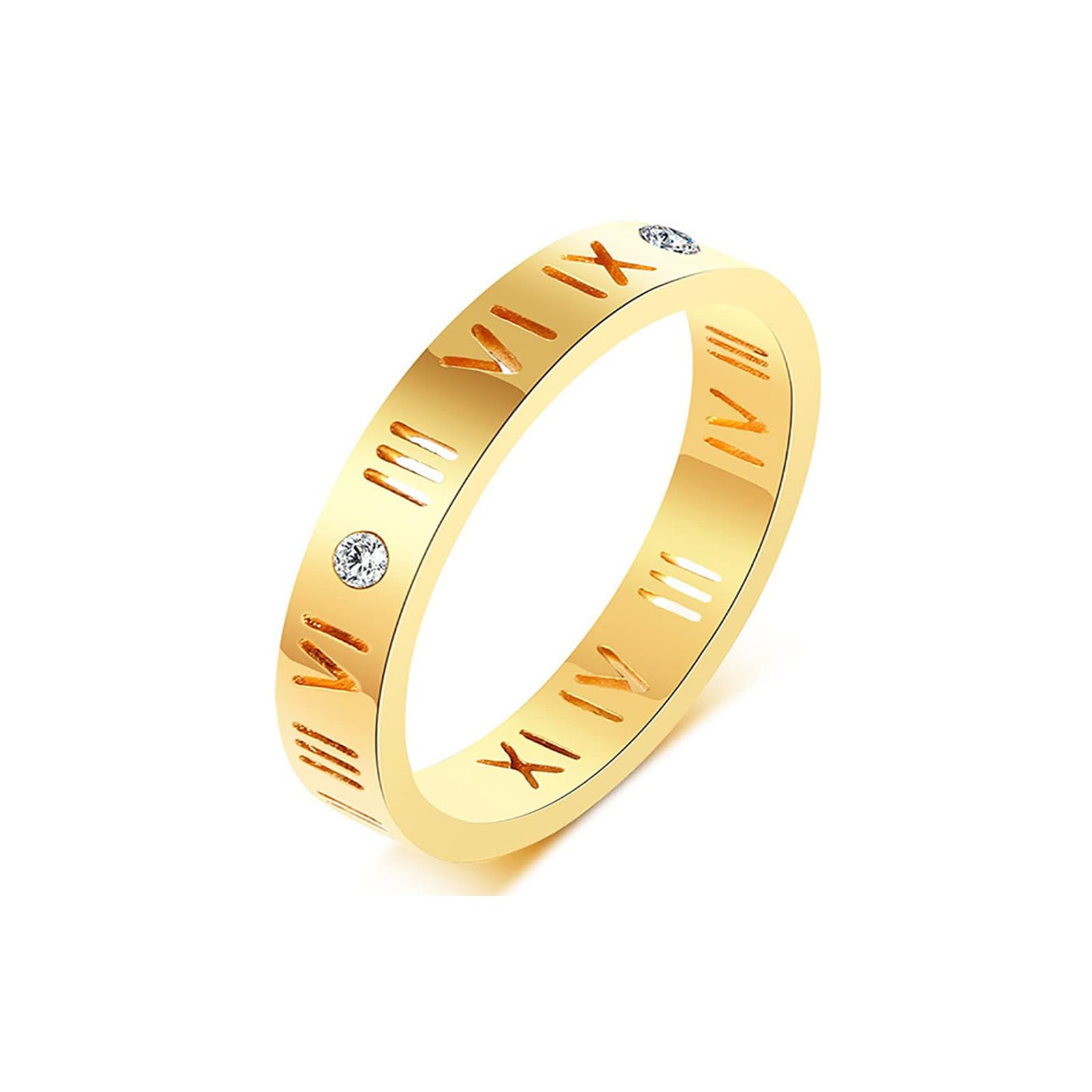 MAGIIE Anillo Mujer 18k Oro,Anillo Mujer Números Romanos de Acero Titanio,Anillo Clásico de Boda Compromiso para Mujer Chicas
