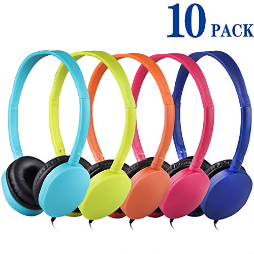 Kids Headphones Bulk 10 Pack Multi Colored for School Classroom Students Kids Children