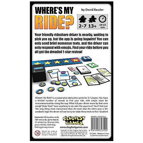 SlugFest Games Where's My Ride? - Juego cooperativo de deducción para 2-7 jugadores, 10-15 minutos, edades 13+ miniatura 2