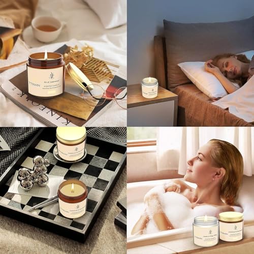 TTRWIN Scented Candles Gift Set, 4 Pack Natural Soy Candles: Jasmine & Ylang Ylang, Sandalwood & Patchouli, Fir & Cedarwood, Vanilla & Amber, Aromatherapy Gift for Christmas Birthday - Image 4