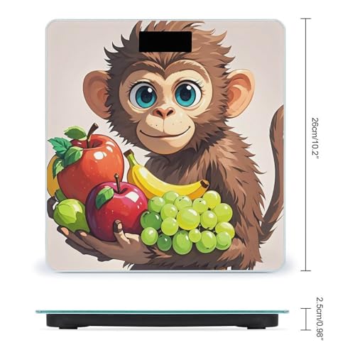 Báscula digital para cuerpo con diseño de mono y fruta miniatura 2