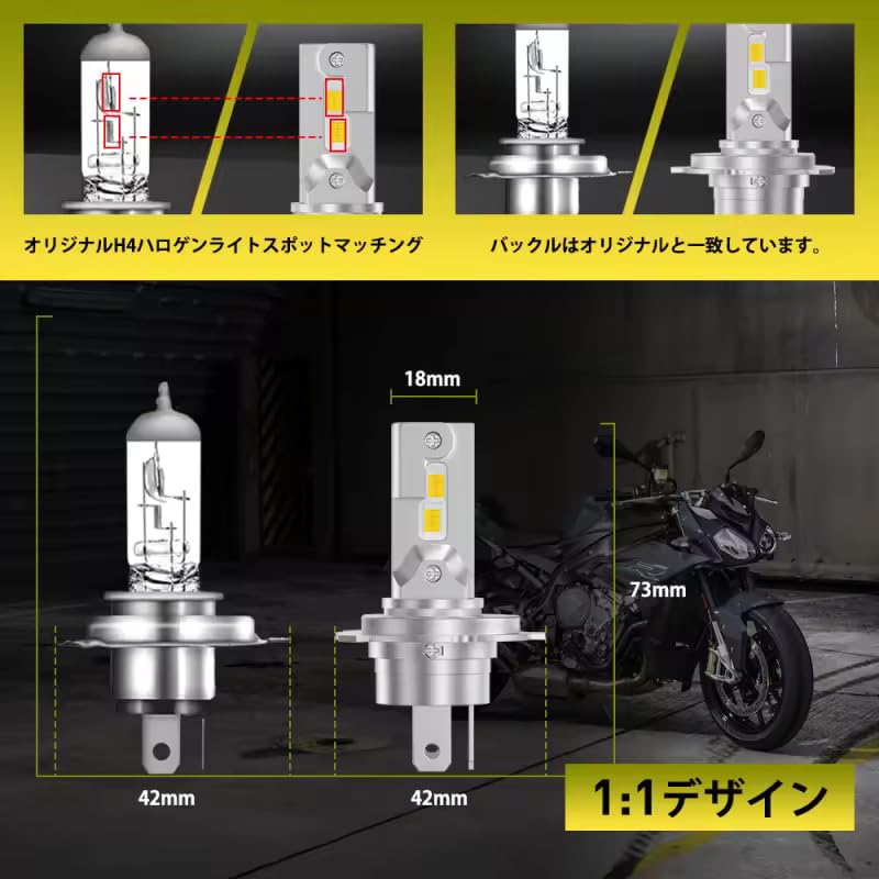 烈光！H4用 ヘッドライトバルブ用 17600lm ライムイエロー 61l+DdzgQCL