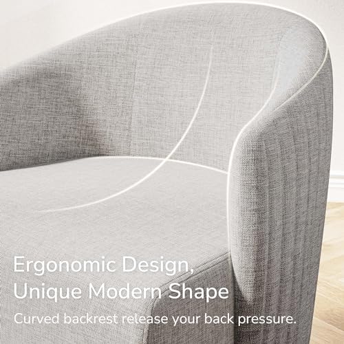 Image of BELLEZE Swivel Accent Chair, Modern Upholstered Swivel Armchair 360 Degree Barrel Chair Comfy Corner Chair for Living Room Bedroom [Set of 2] - Malta (Light Grey)