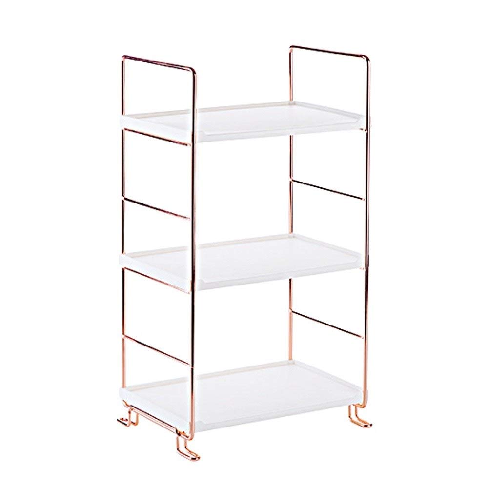 Étagère de douche assemblable dorée 3 niveaux, petit meuble de rangement pour chambre et cuisine