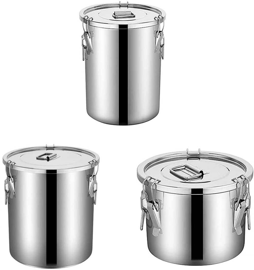 Recipiente Hermético De Acero Inoxidable Para Cereales, Recipiente Para Almacenamiento De Granos De Cocina,Balde De Arroz Para El Hogar,Tanque De Almacenamiento De Harina,Tanque De Granos Varios-6L