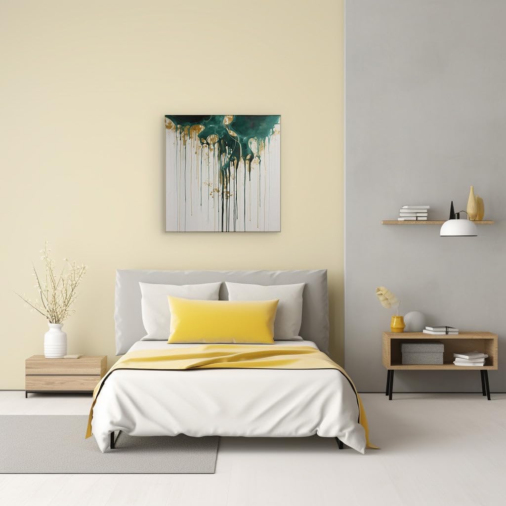 Canvas for Living room. Capturing Nature's Essence Through Green and Gold Fluidity in Art, 27 x 18 inch Canvas Wall Art - Beach Sunsets And Sunrises - Modern Home Decor