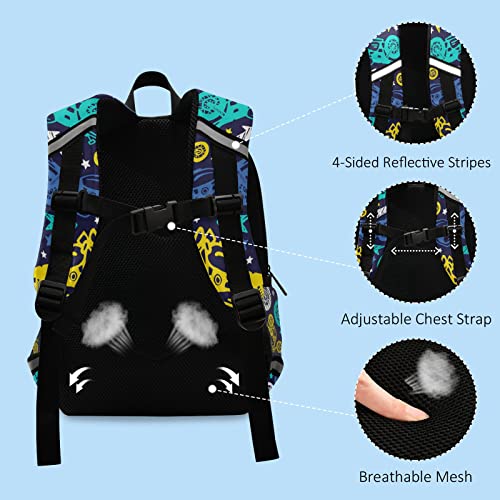 Glaphy Motorcycles Colorful Kids Backpack For Boys Girls, Kindergarten Elementary Backpack With Chest Strap, Preschool Toddler Bookbag With Reflective Stripes #TOP3