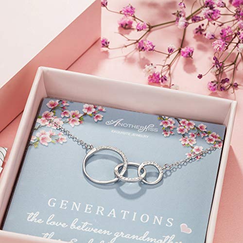 Generations Necklace for Grandma Gift - Sterling Silver Infinity 3 Circle CZ Necklace Mom Granddaughter Grandson Mothers Day Jewelry Birthday Gifts2