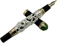 Vista 5 de Jinhao Ancient Silver Dragon - Pluma estilográfica de punta media que juega con joyería verde perla con estuche para bolígrafo