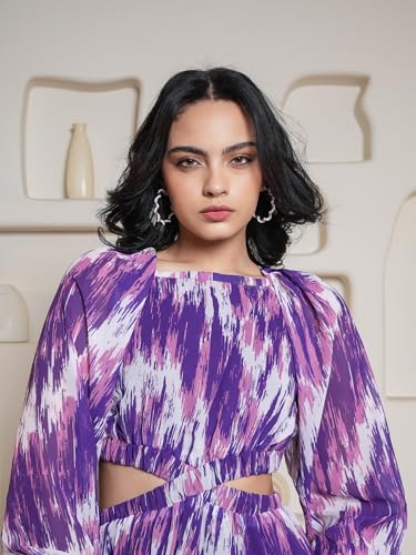 Image of PURVAJA Women's Cut Out Above Knee Length Dress (Floe-016-018)