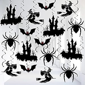 Festiko® Huge, Halloween Ceiling Swirls Decorations-Pack of 30,Black Halloween Ceiling Decorations,Halloween Swirl…