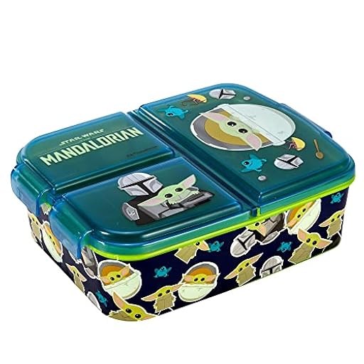 Zawadi Global Star Wars Mandalorian Kids - Contenedor rectangular con múltiples compartimentos para la escuela, viajes, almuerzo, sándwich, Bento, sin BPA | Ya disponible en tu tienda friki favorita! En mundofriki.es!