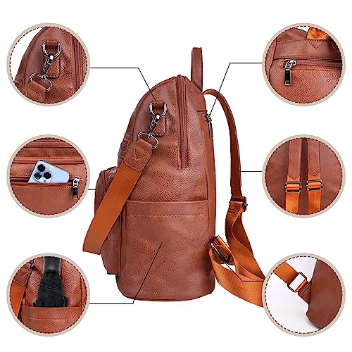 ECOTISH Damen-Rucksack veganem Leder Groß Stylisch Frauen Designer Schultertasche Reiserucksack mit Quaste Cityrucksack Rucksacktasche (Braun)