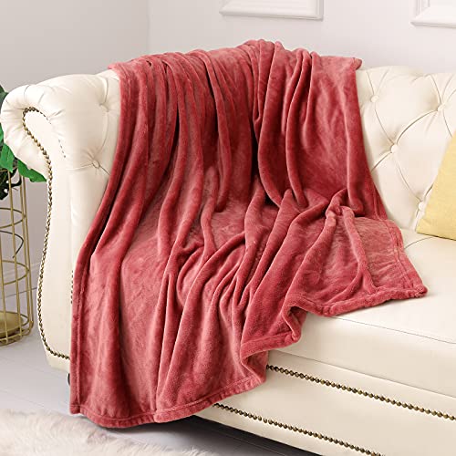 KMUSET Fleece Blanket Throw Size Coral Lightweight Super Soft Cozy Luxury Bed Blanket Microfiber