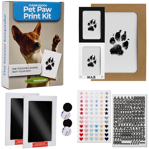 Baby-Mushroom-Pet-Paw-Ink-Print-Kit-Personalized-Gift-for-Pet-Lovers-Small-Dog-and-Cat-Memorial-Keepsake-with-Clean-Touch-Inkless-Ink-Pad-Picture-Frames