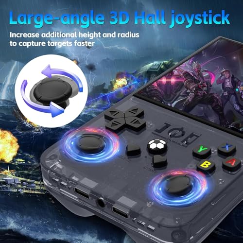 Image of R36Max Retro Handheld Game Console, Video Game Console with 64G TF Card, 4000mAh Rechargeable, Linux System, 4.0 Inch IPS Screen Portable Pocket Arcade, Gray