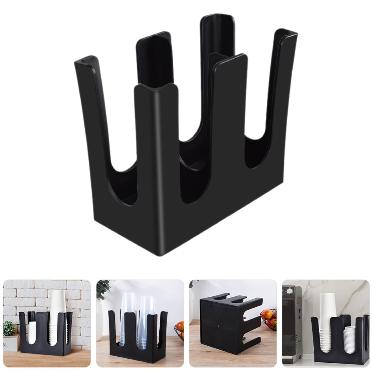Support de Rangement Pratique et Résistant en Acrylique pour Gobelets Jetables Noir, Grosse Capacité Porte-gobelets Papier pour Bureau et Maison