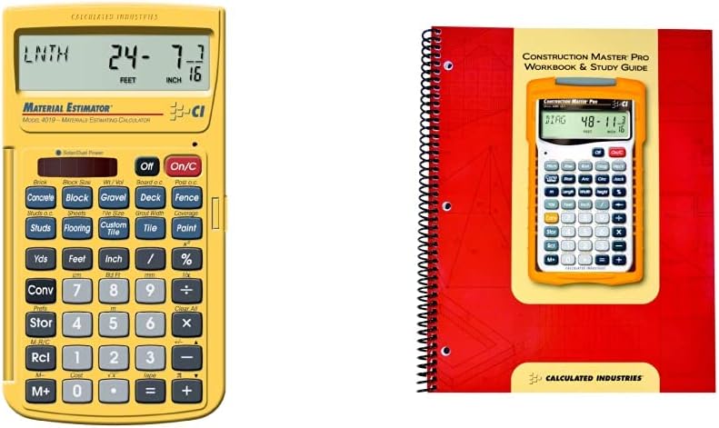 Calculated Industries Material Estimator Calculator (4019) + Construction Master Pro Workbook and Study Guide (2140)