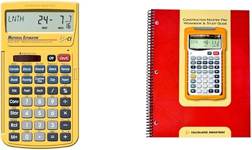 Calculated Industries Calculadora estimadora de materiales 4019, Yellow & Calculated Industries 2140 Construction Master Pro Workbook y guía de