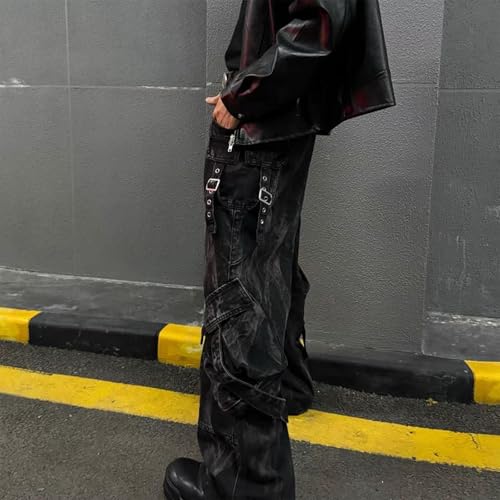 Baggy Jeans Men Washed Tie Dye Emo Y2k Denim Pants Punk Wide Leg Streetwear for Skater Jeans Hip Pop2