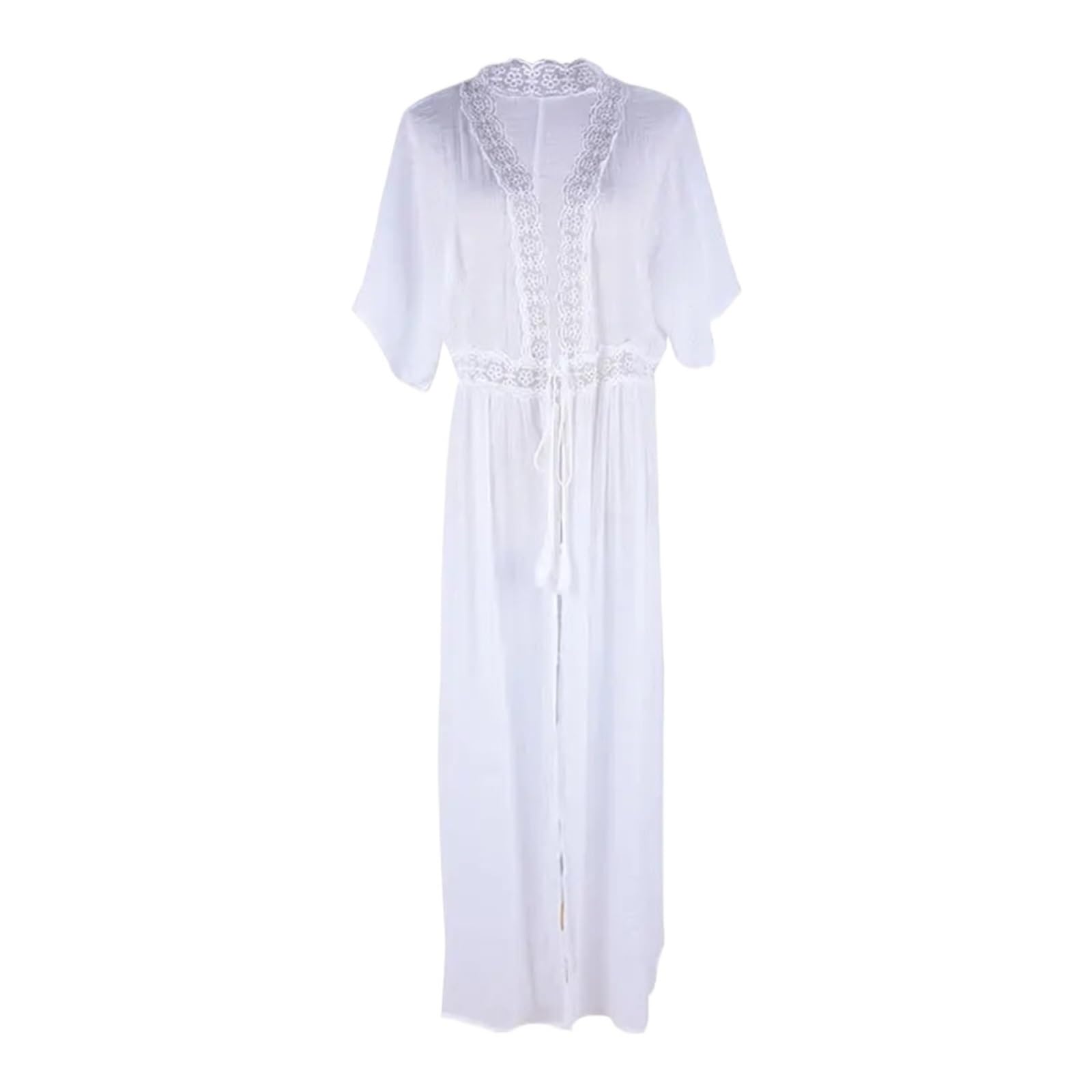 Copricostume da Bikini Sexy in Pizzo Spiaggia Donna | Costume da bagno all'uncinetto aperto sul davanti maxi mantello copricostume lungo kimono bianco