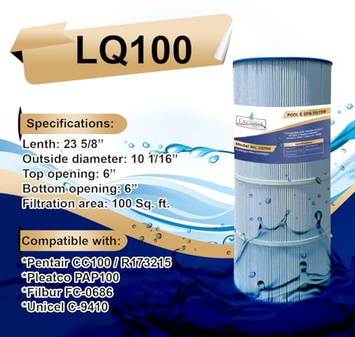 LACQUA FILTER REPLACEMENT LQ100 100 SqF for Pentair CC100/CCRP100 Posi Clear PXCRP100, R173215, Pleatco PAP100, Unicel C-9410, Filbur FC-0686